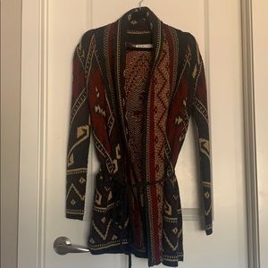 Knitted, belted cozy cardigan